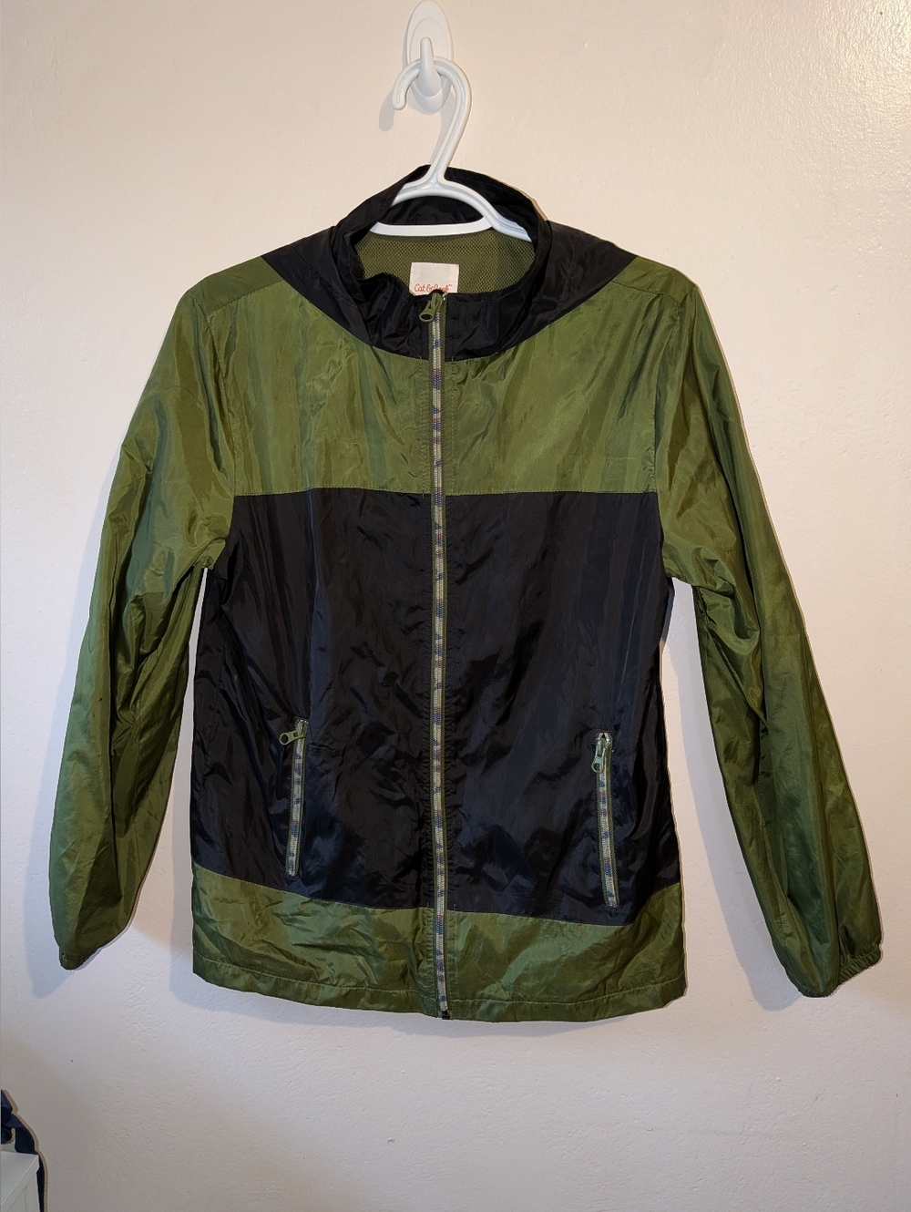Cat & Jack Olive Green and Black Mesh-Lined Jacket